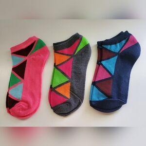 Ladies Colorful Geometric Patterned Socks - Set of 3